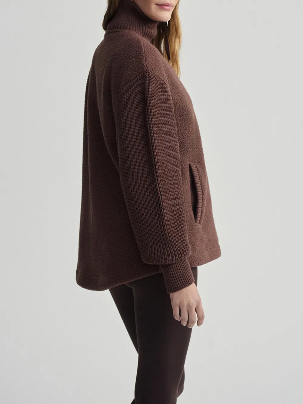Cozy Half-Zip High-Collar Textured Sweatshirt