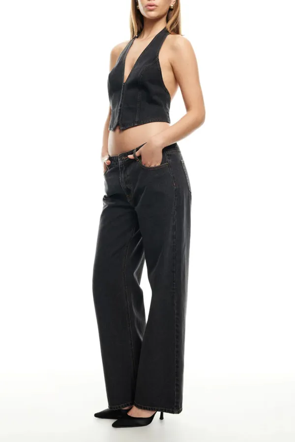 Daily Commuting Casual Loose Black Jeans