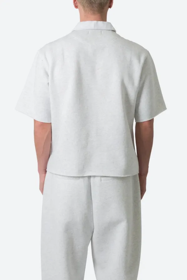 LIGHT GRAY FLEECE OVERSIZED POLO SHIRT