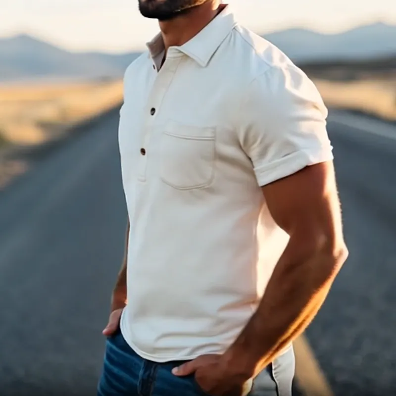 Utility Short Sleeve Collared Knit Shirt