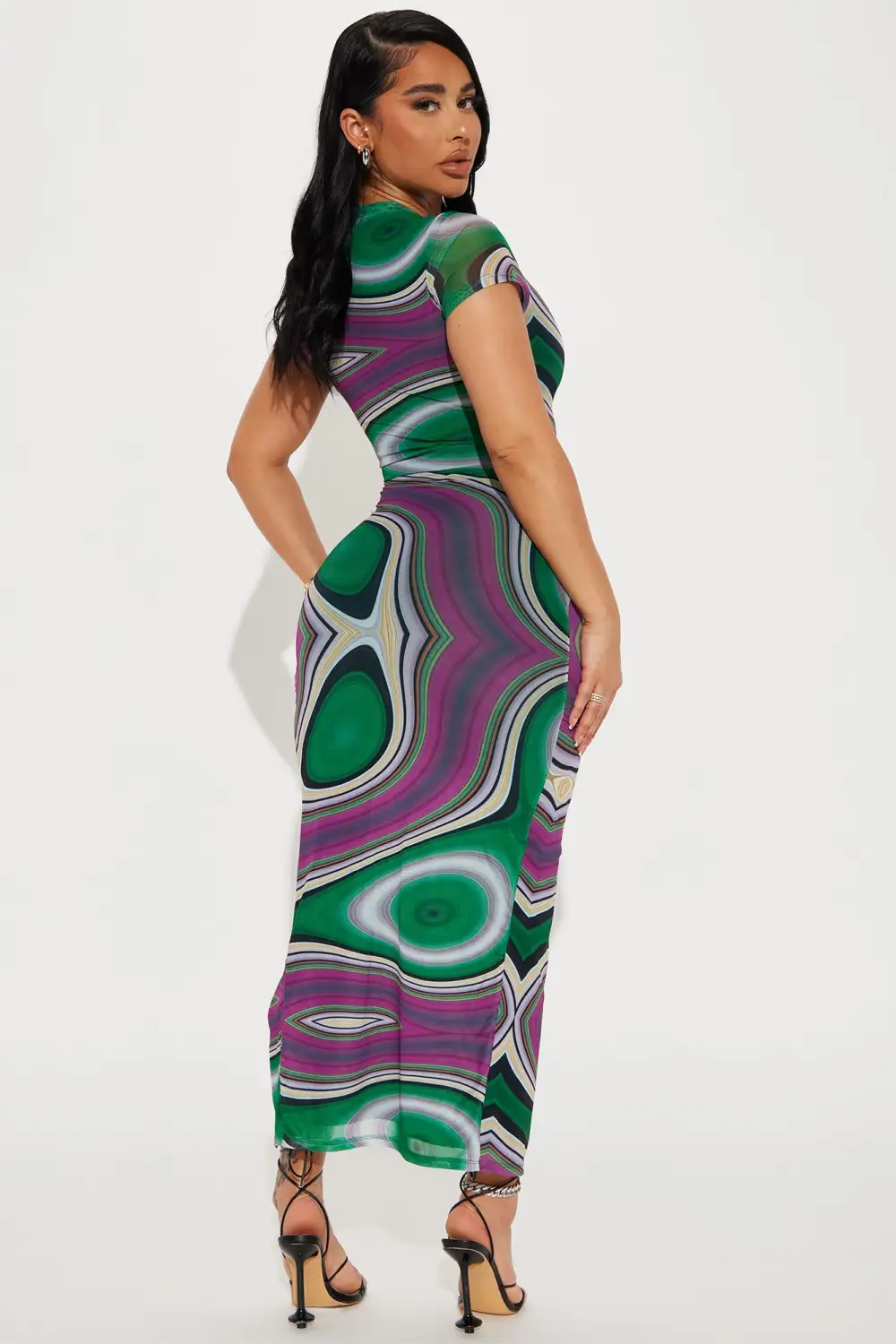 Leg For Days Mesh Maxi Dress - Green/combo