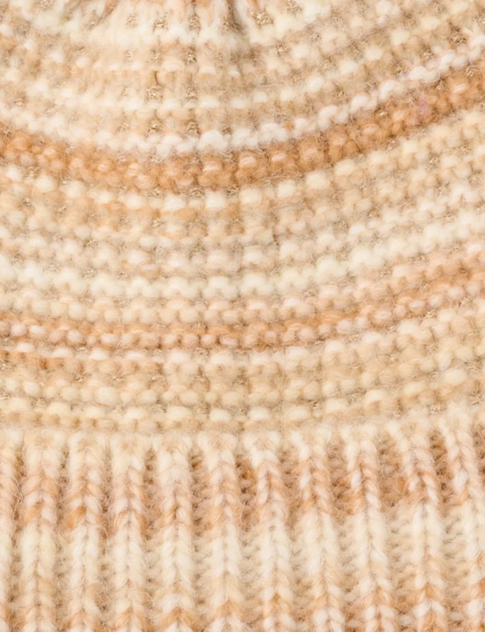 Fashionable Contrast Ribbed White Pom-Pom Hat