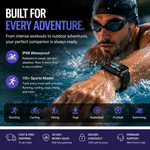Gard Pro Health Smartwatch 3 – Bluetooth Calling Smart Watch with Health Tracking, 10-Day Battery & IP68 Waterproof for iPhone & Android