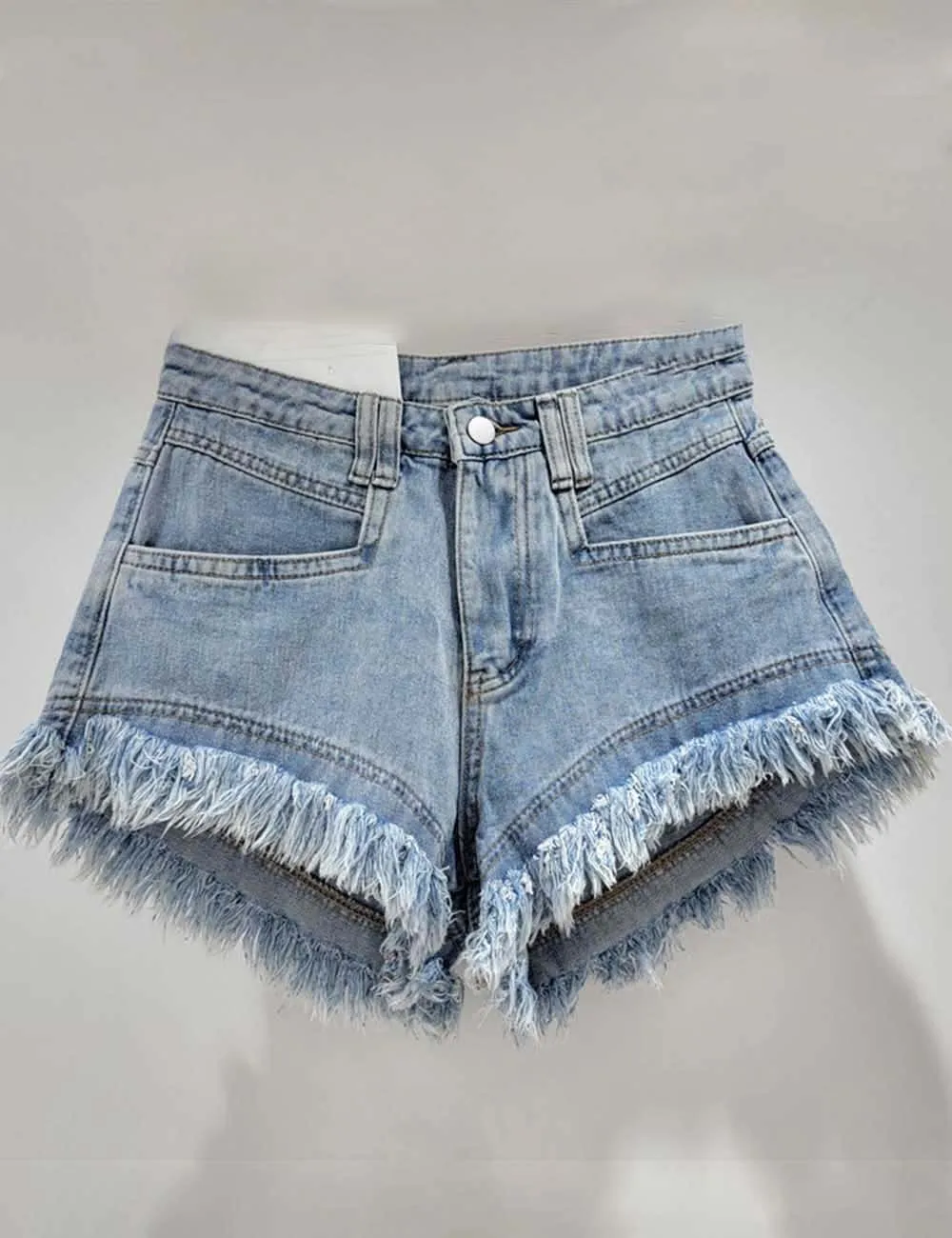 Pocket Frayed Denim Shorts