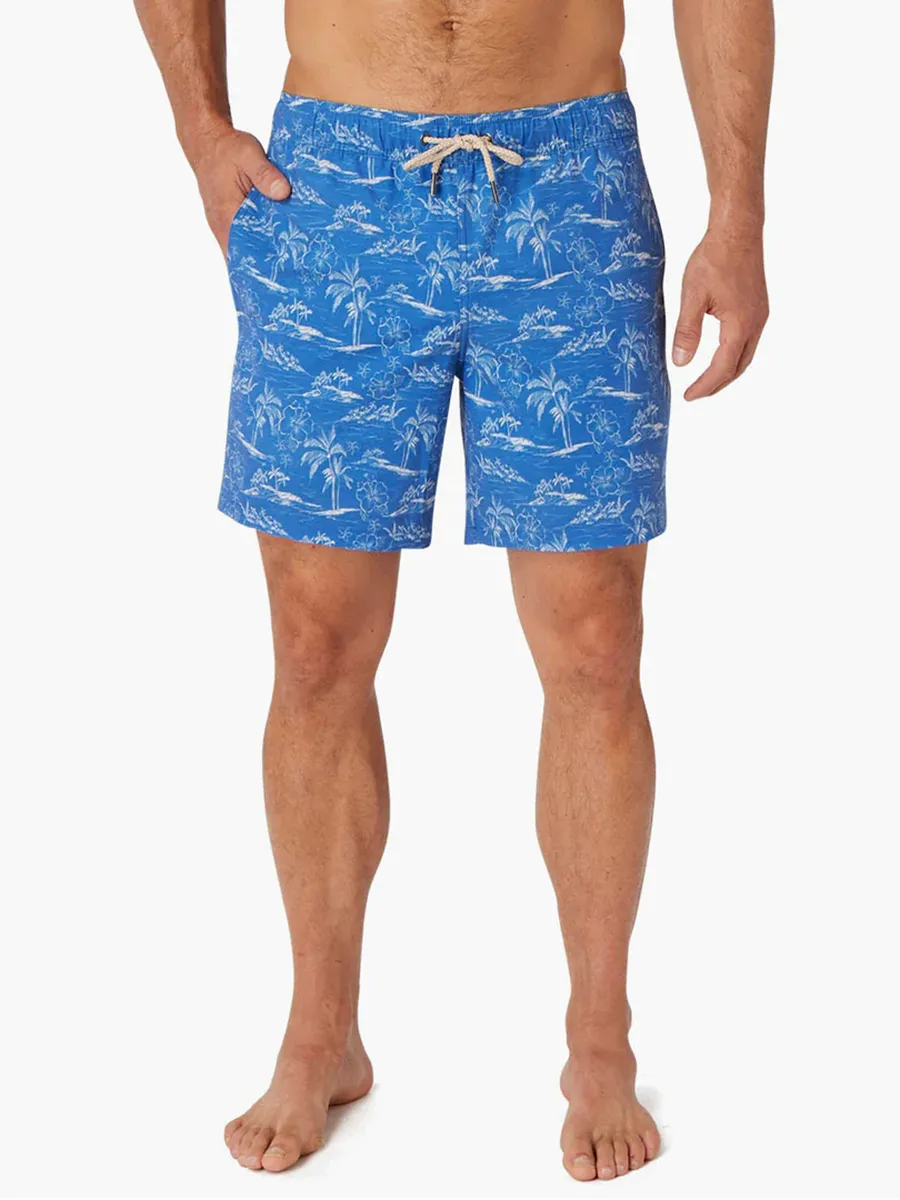 Men's Blue Island Hopper Bayberry Trunk Beach Shorts