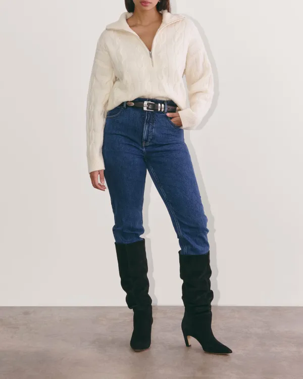 The Cable Half-Zip In Luxe Sweater