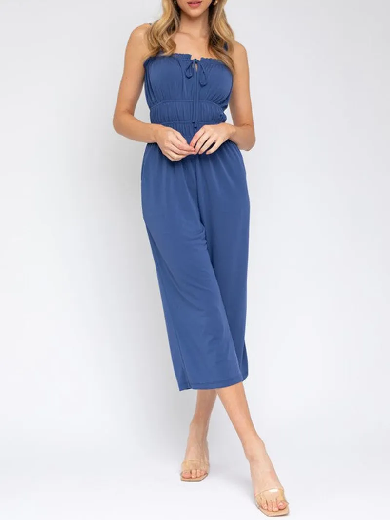 Sleeveless Drawstring Cropped Jumpsuit