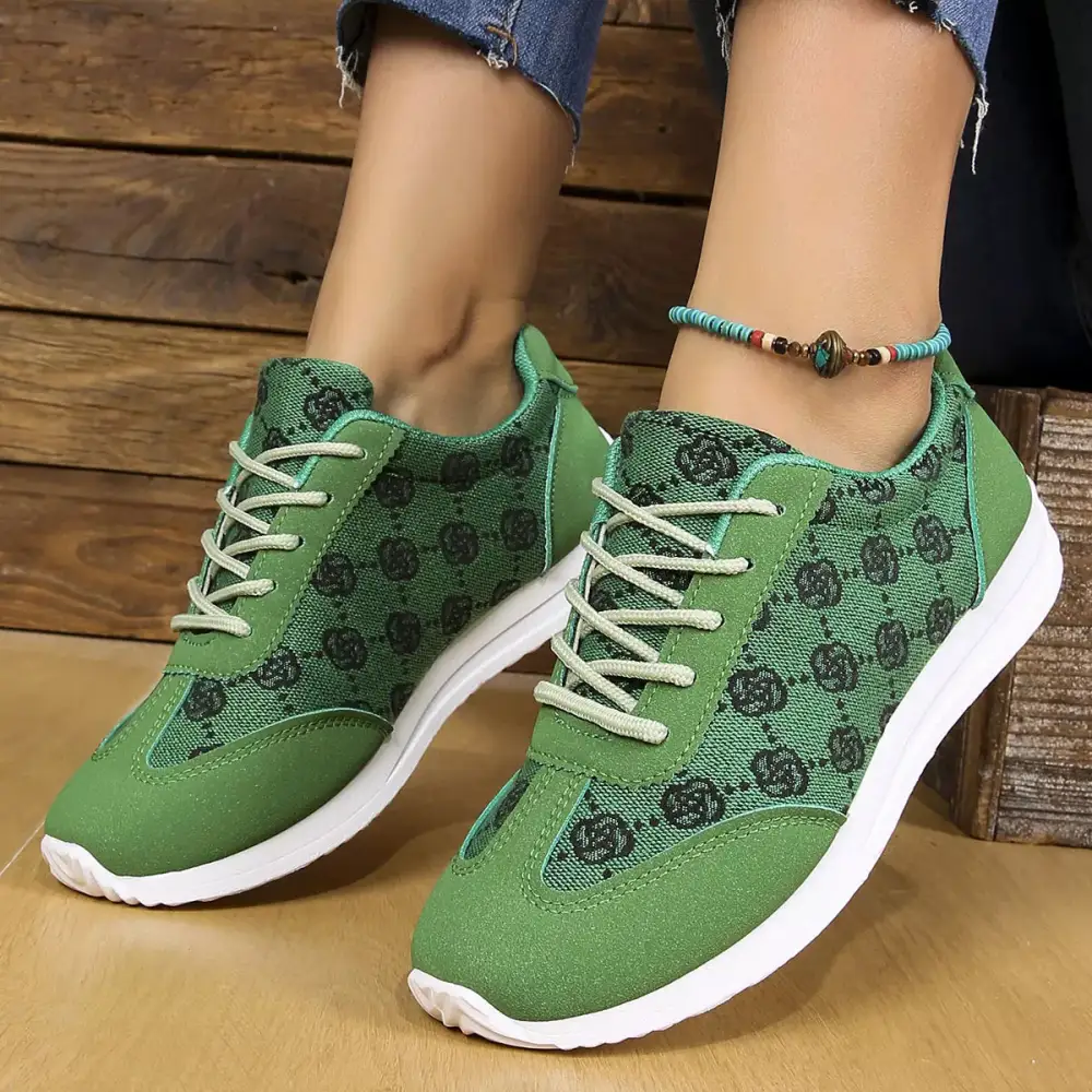 Floral Patterned Lace-Up Sneakers