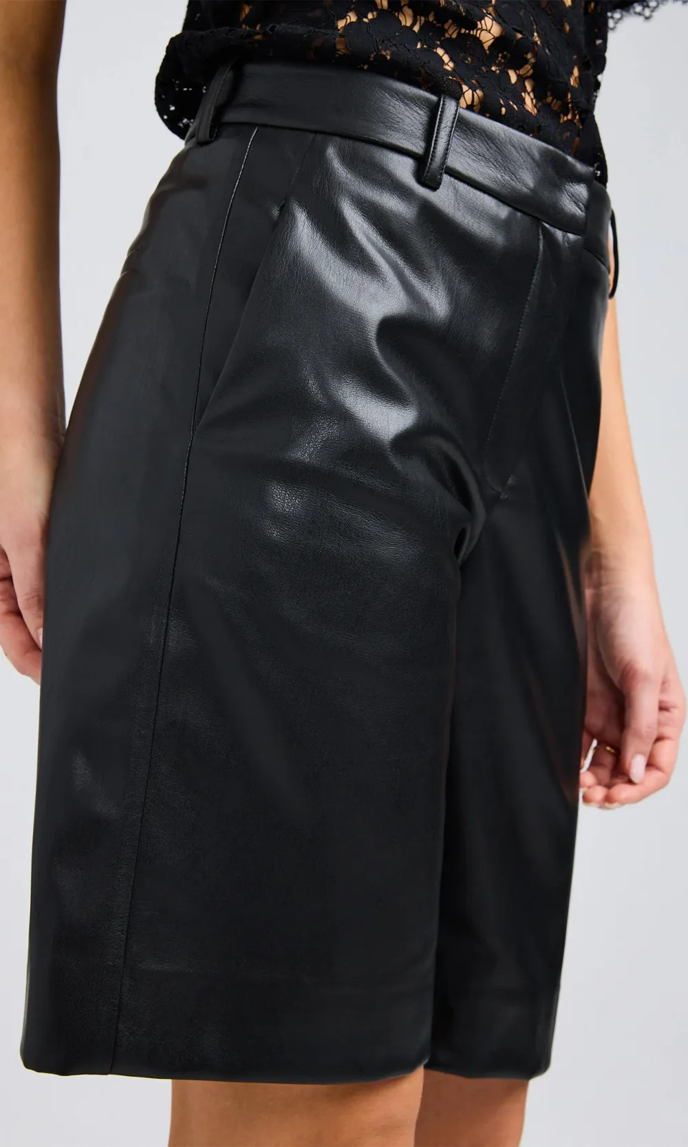 Vegan Leather Bermuda Shorts