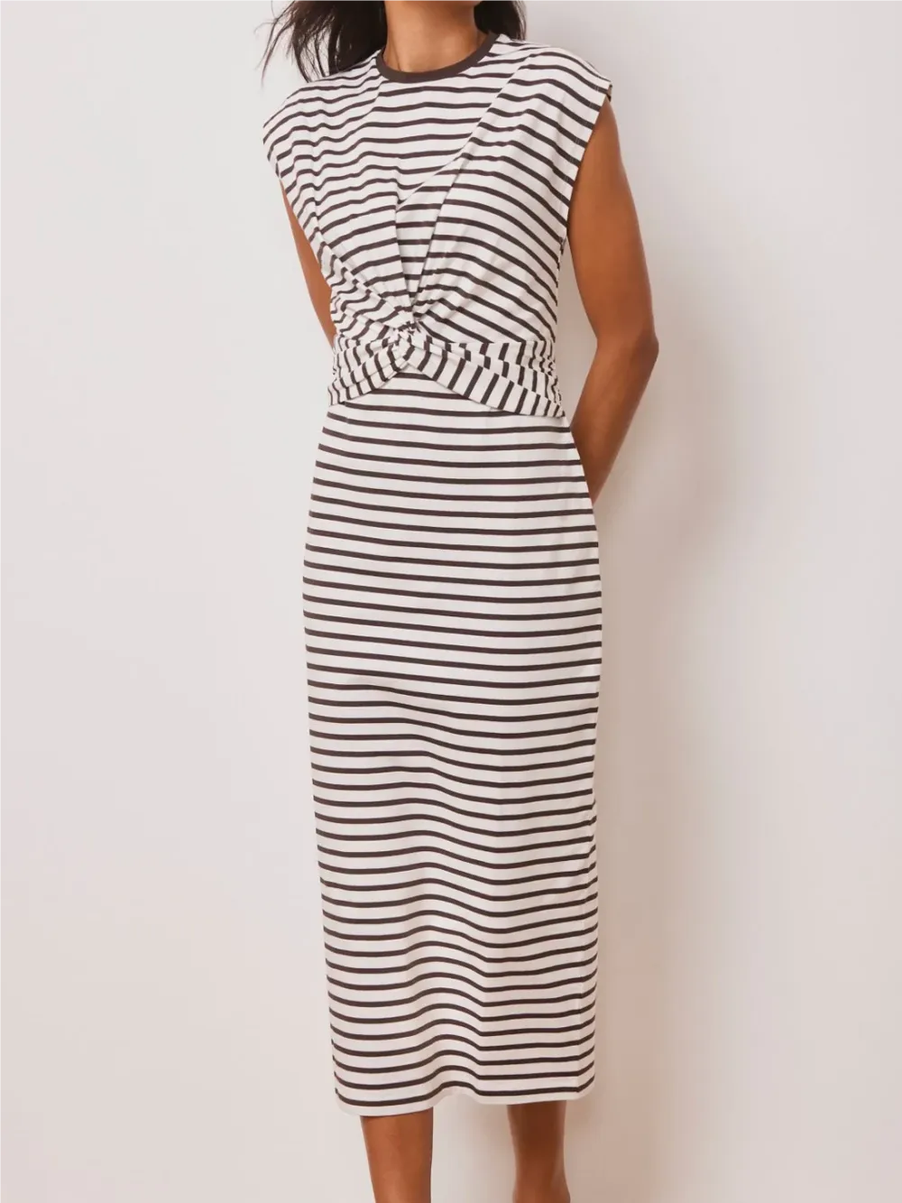 Stripe Twist Detail Midi Dress