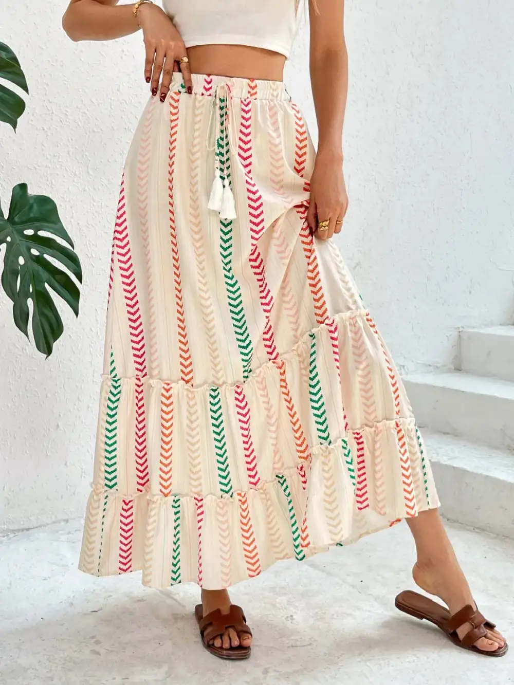 Frill Printed Maxi So Skirt