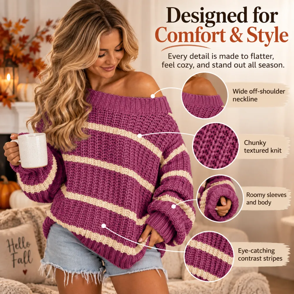 Casual Relaxed Knit Pullover Sweater