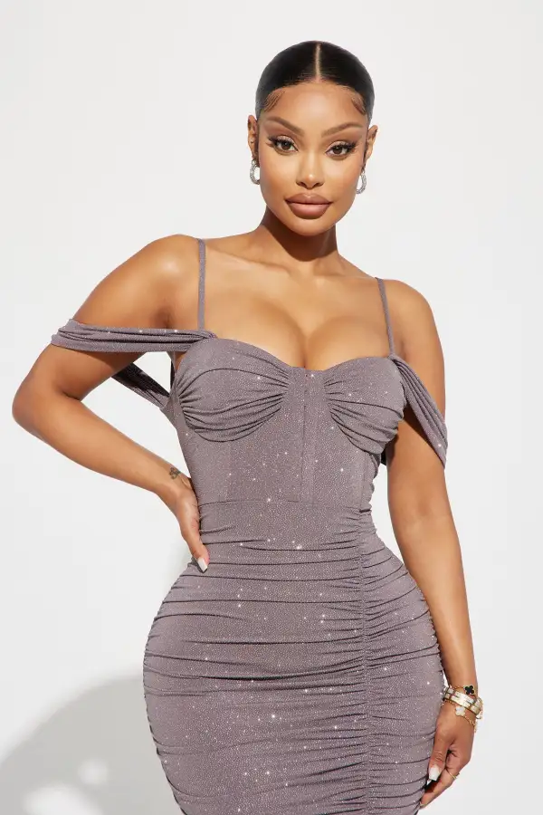 Jillian Glitter Maxi Dress - Purple