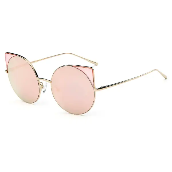 Mirrored Lens Round Cat-Eye Sunglasses