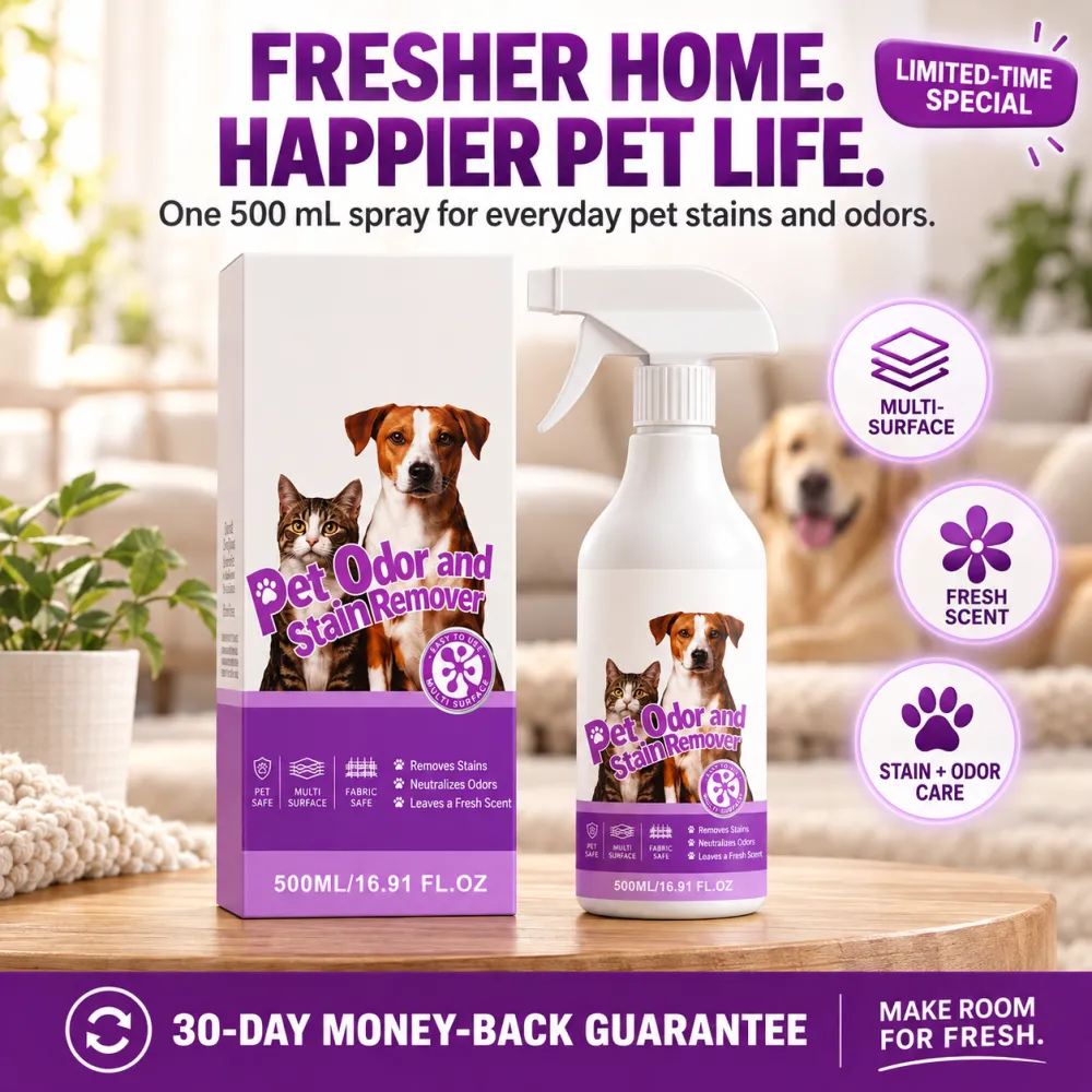 Pet Odor & Stain Remover Spray, Fresh Scent for Cats & Dogs, Eliminates Odors