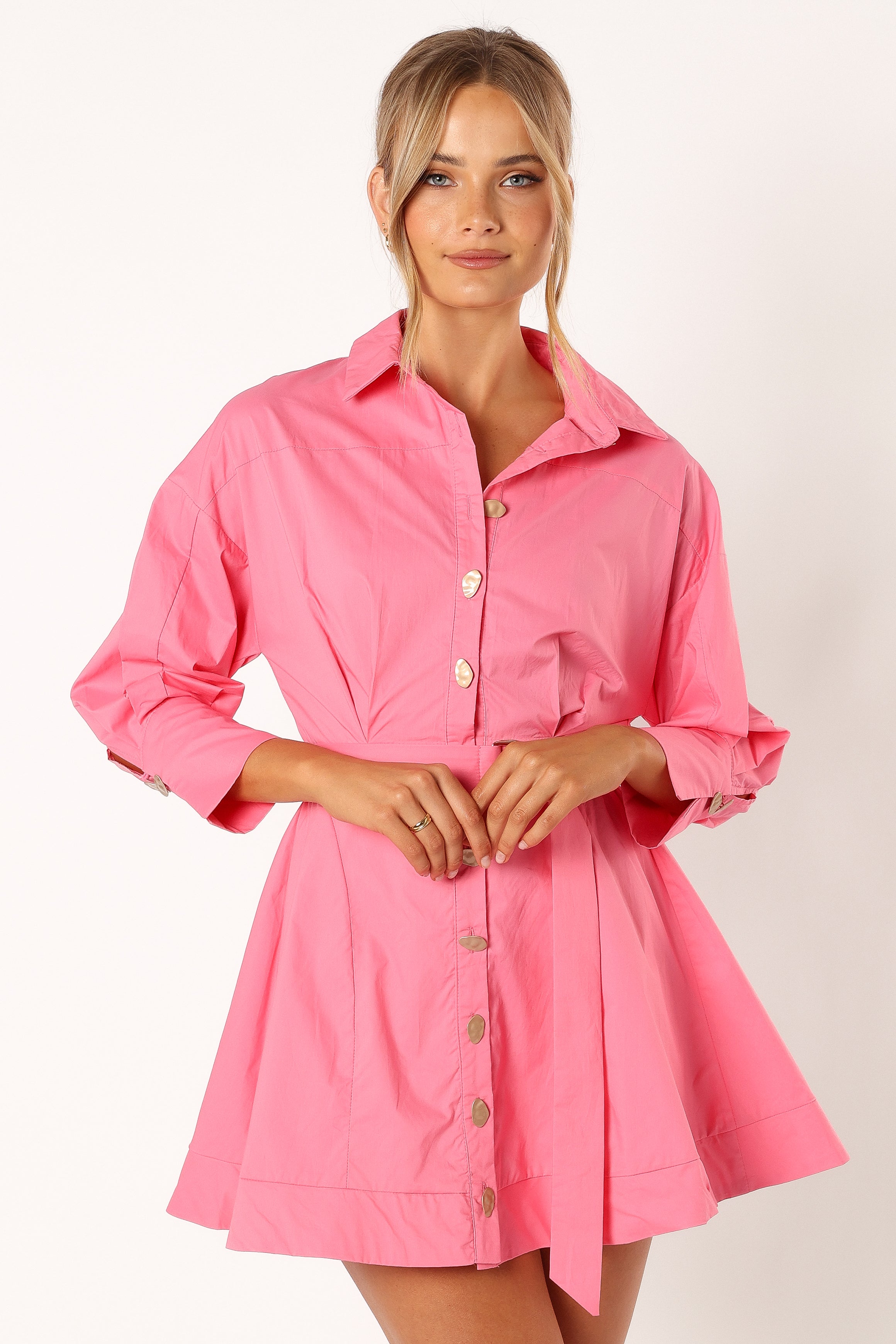 Julia Belted Mini Dress - Pink