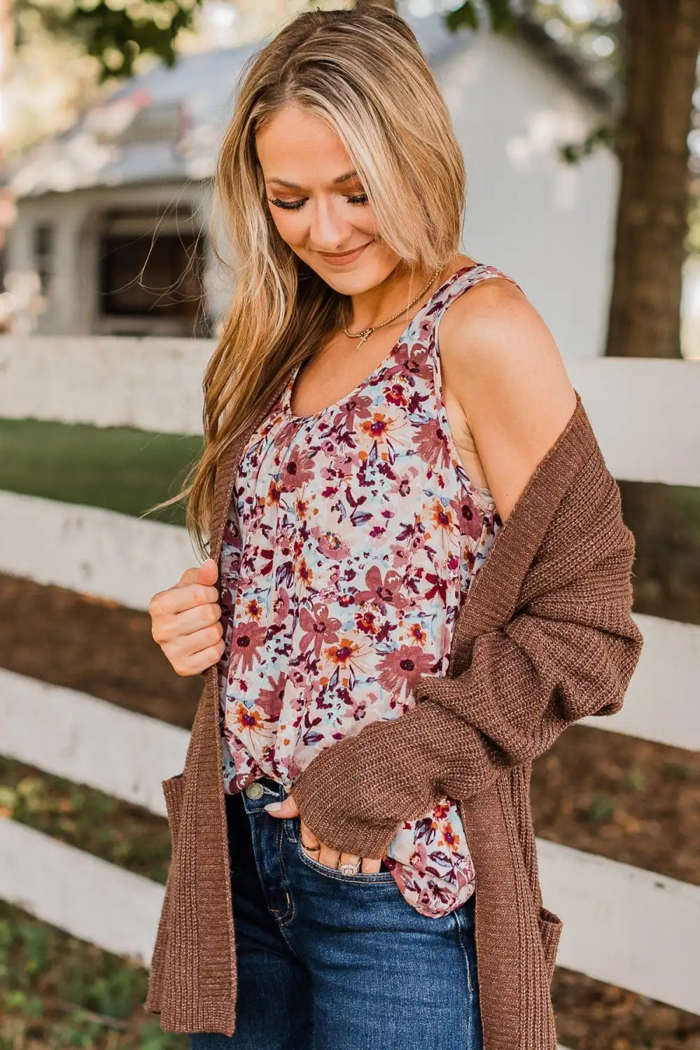 Seeing The Beauty Floral Tank Top- Mauve