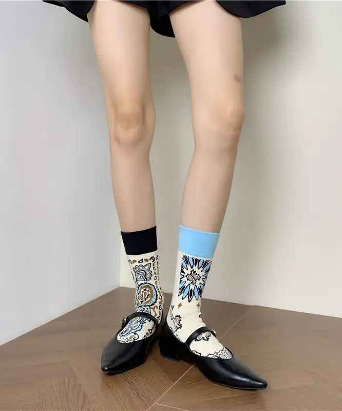 Unique Asymmetric Jacquard Socks
