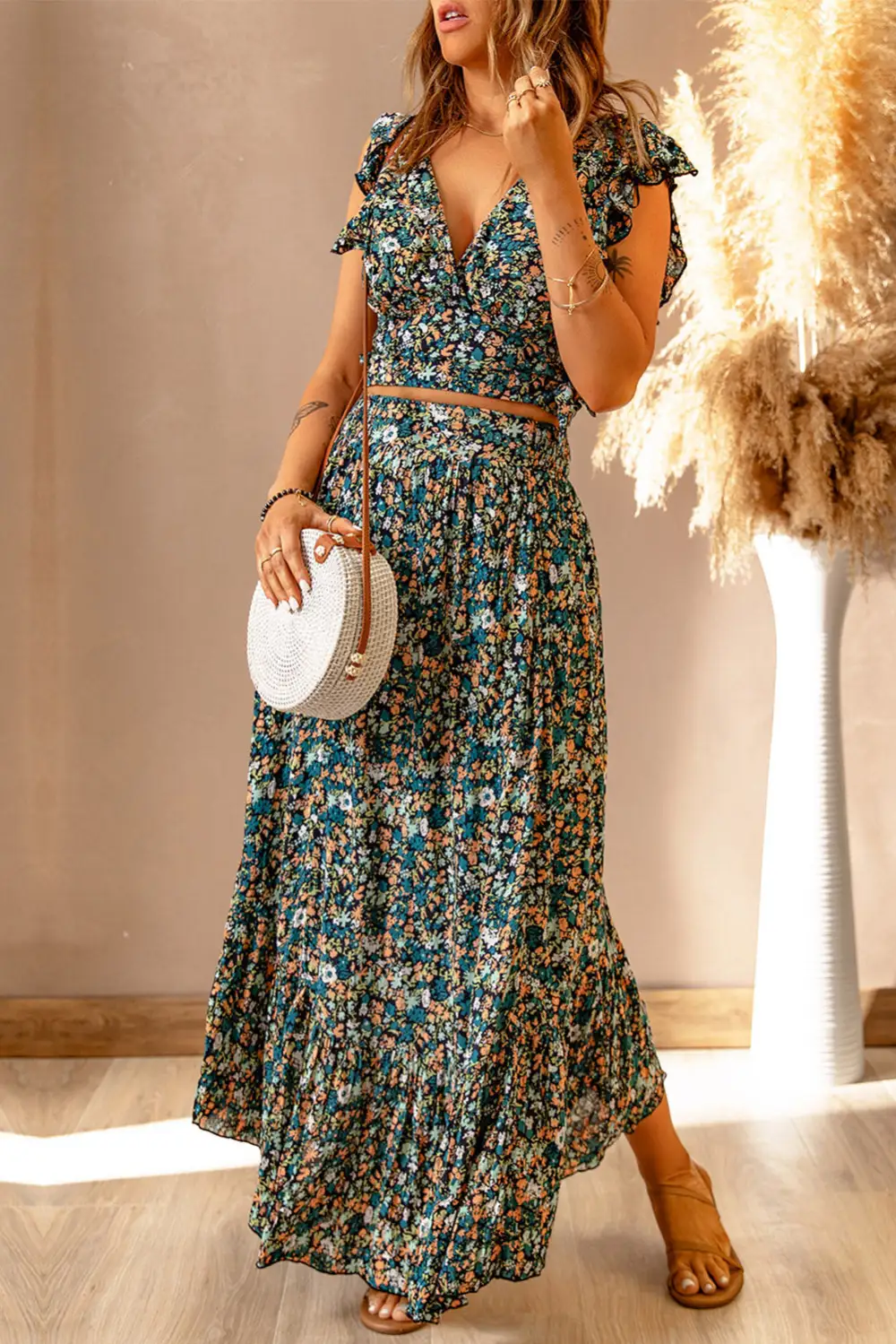 Daytime Maxi Floral Ruffle Set