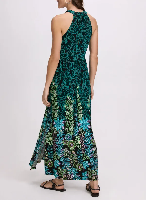 Botanical Print Casual Maxi Dress