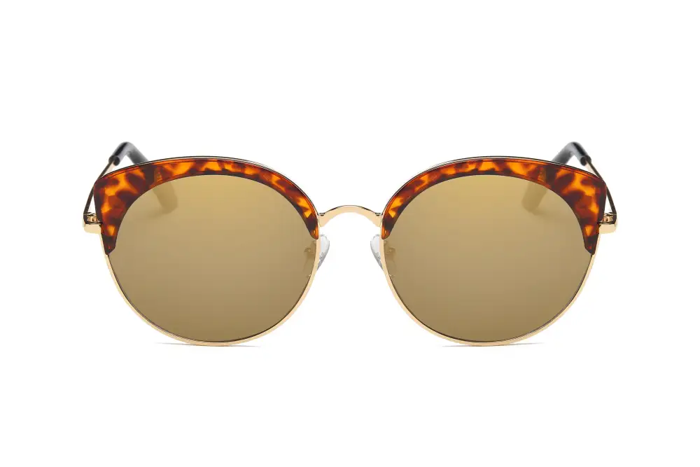 Round Chic Half Frame Cat-Eye Sunglasses