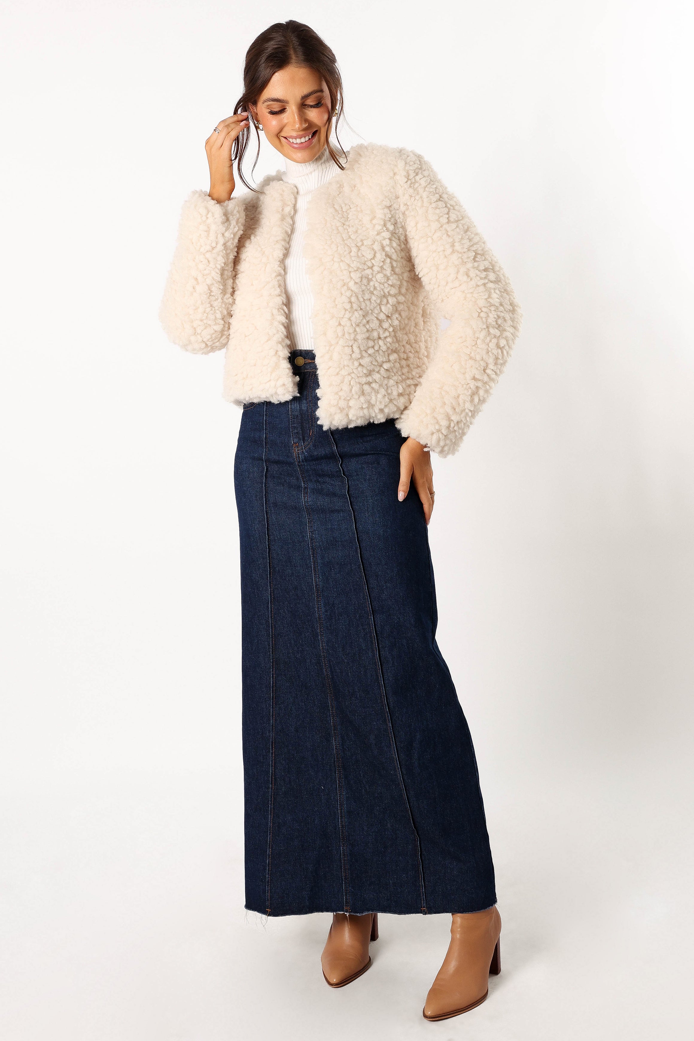 Haisley Faux Fur Jacket - Cream