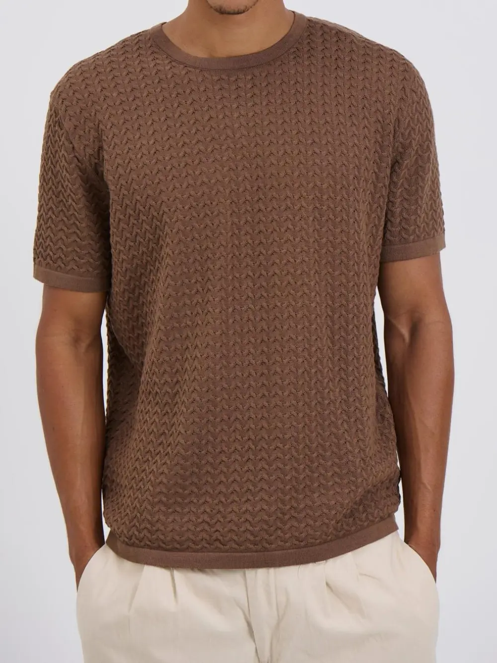 Simple Casual And Daily Silver Knitted Tee