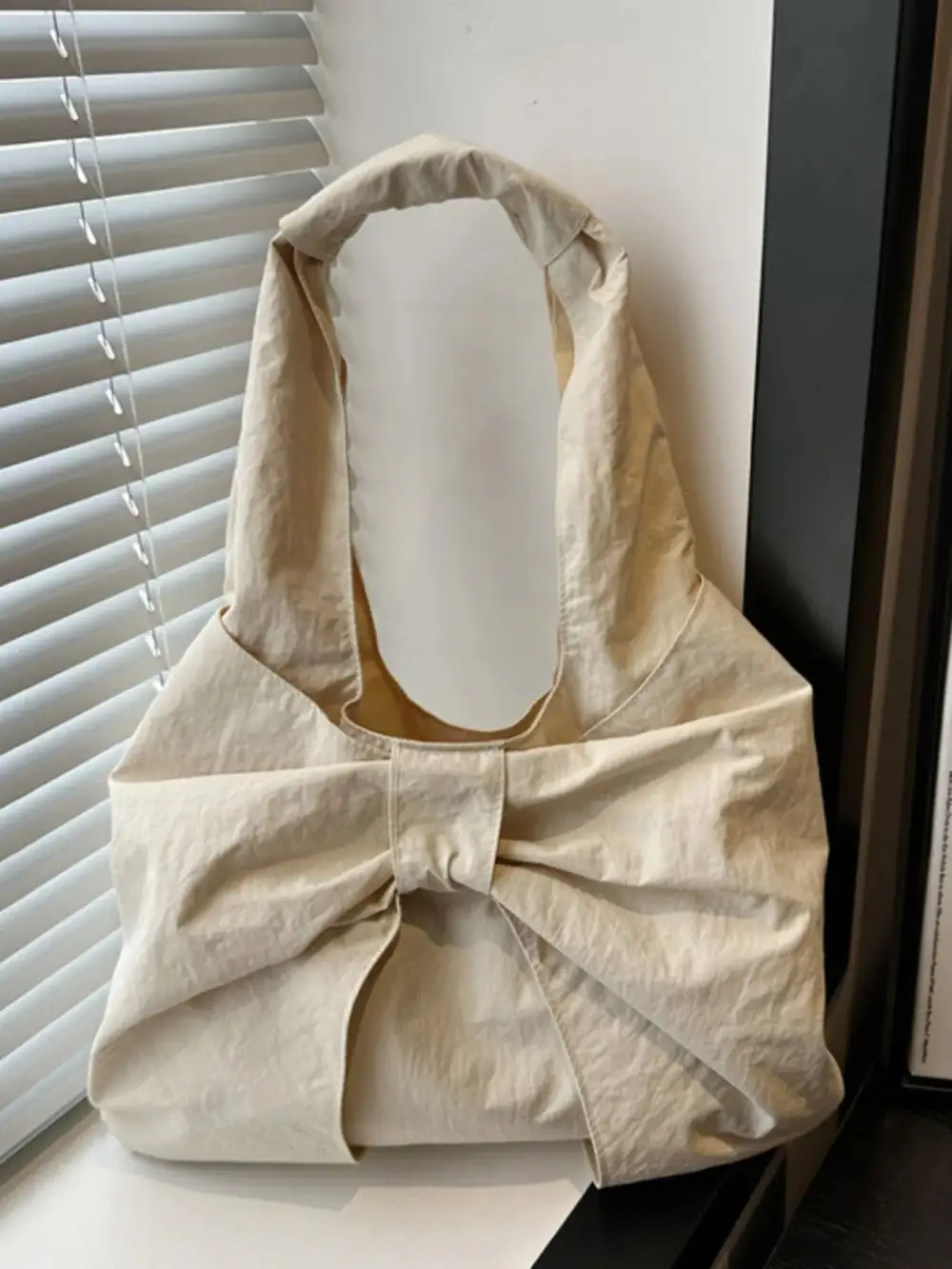 Bow Accent Ruched Shoulder Bag