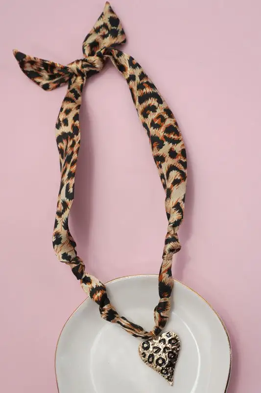 Printed Charm Scarf Necklace