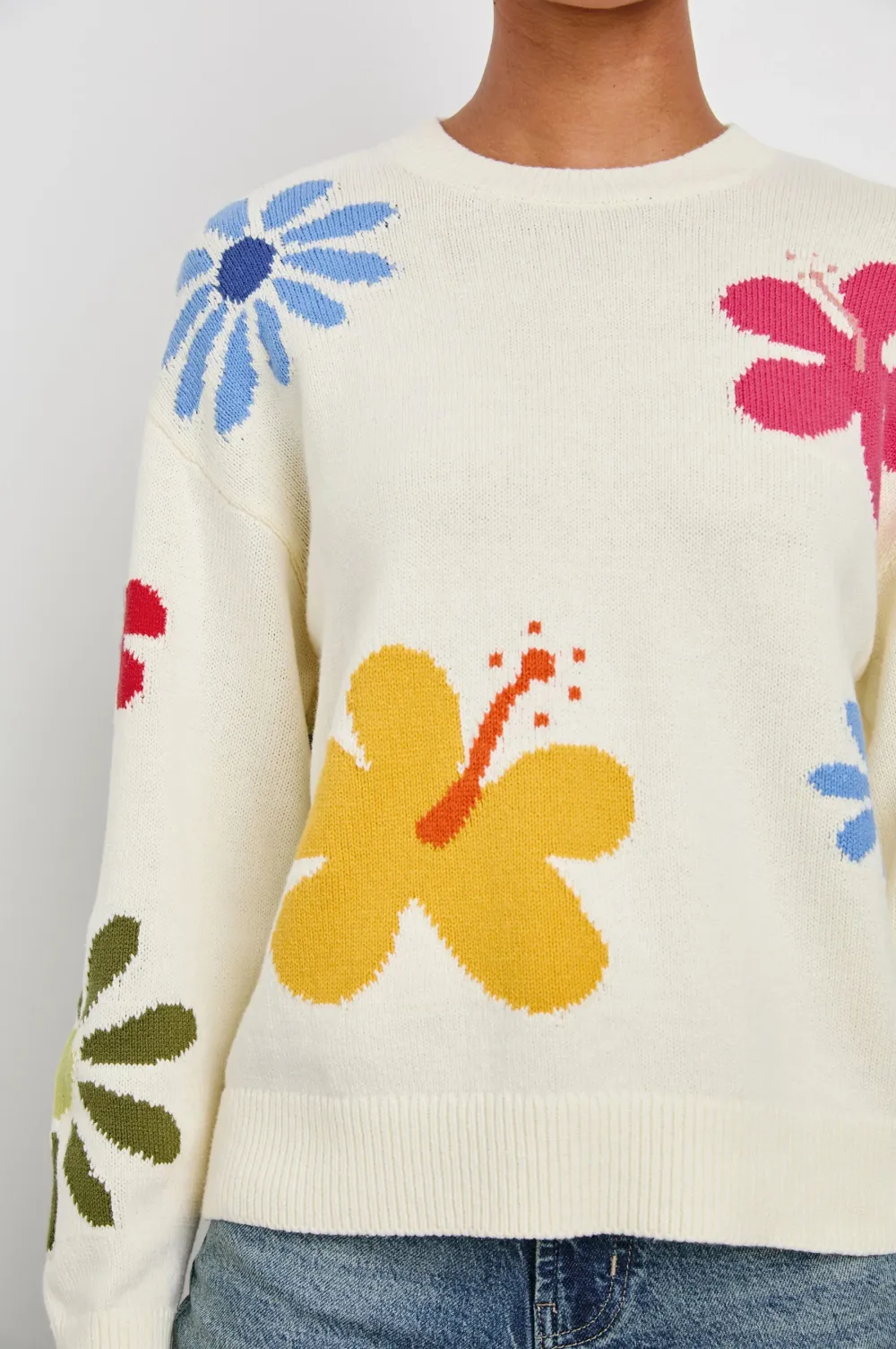 Cute Floral Embroidery Women's Loose Sweater