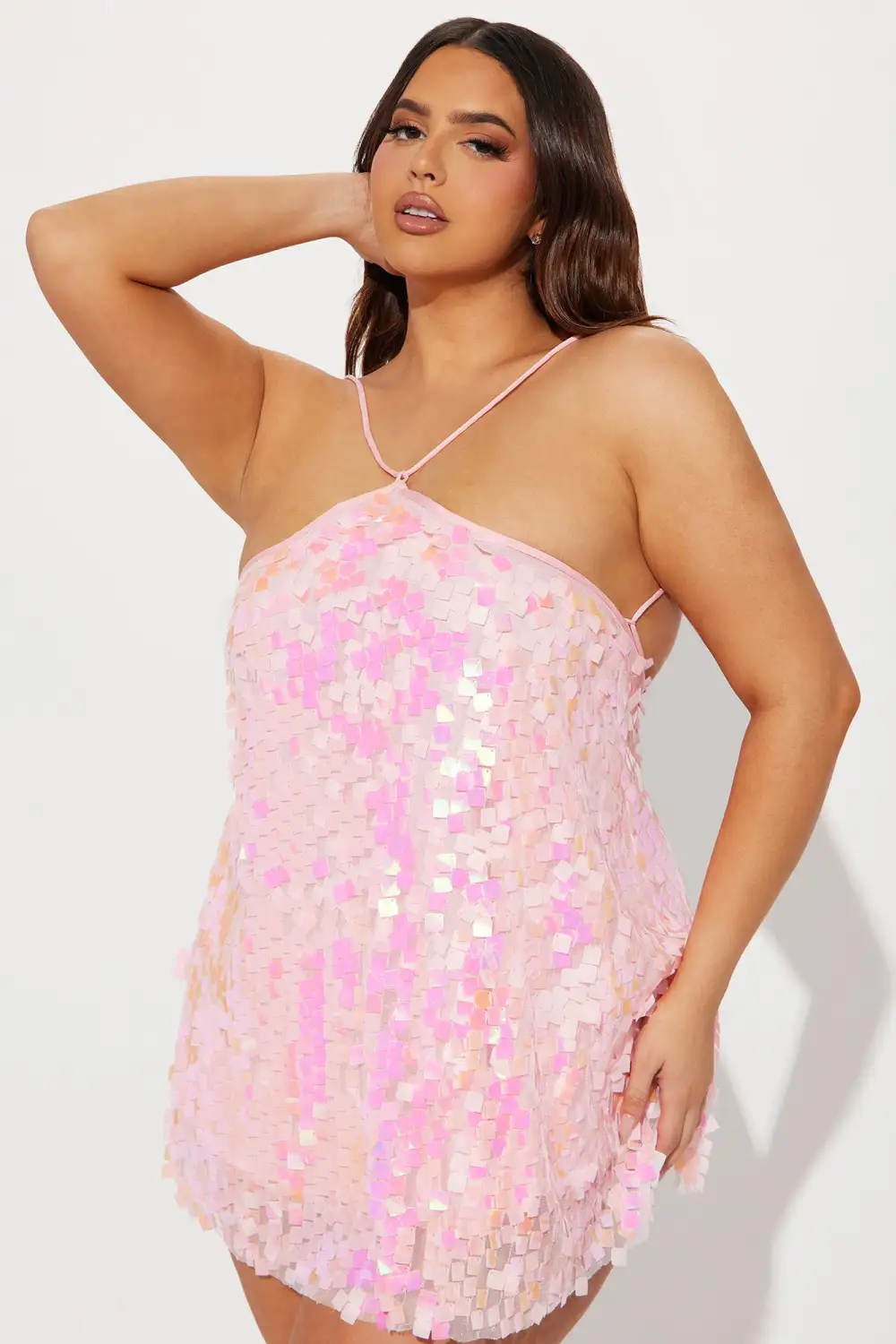 Alice Sequin A Line Mini Dress - Pink