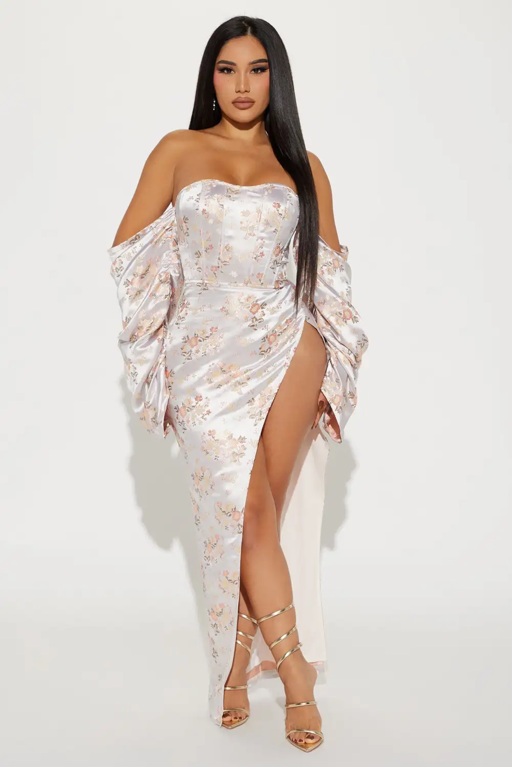 Mikayla Brocade Maxi Dress - Cream
