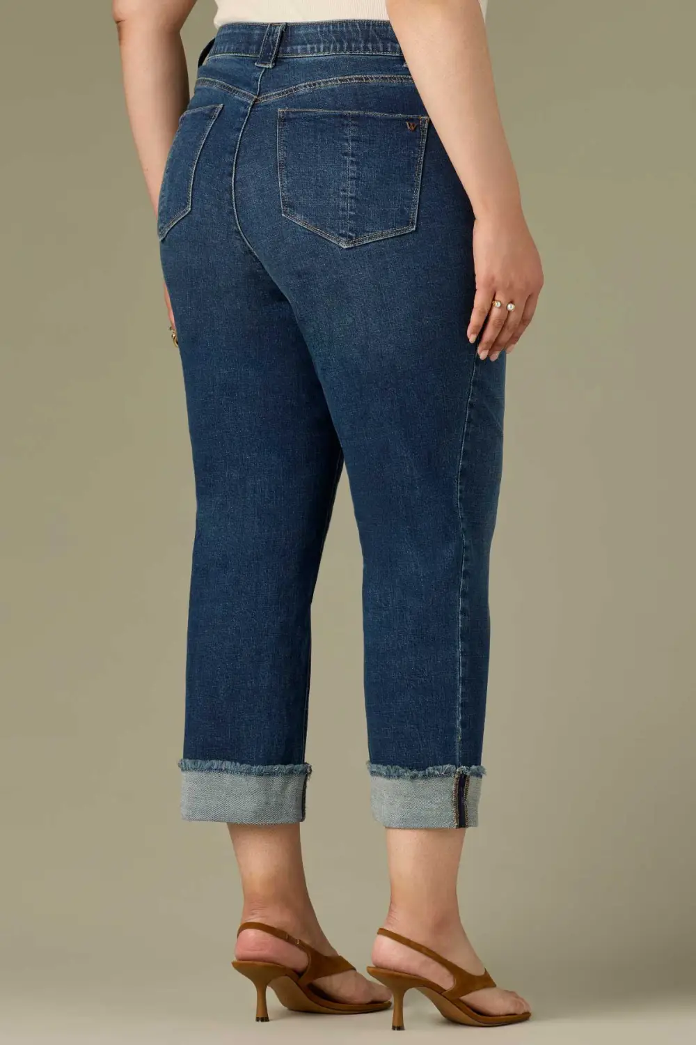 Plus Size High Rise Frayed Hem Boyfriend Jeans