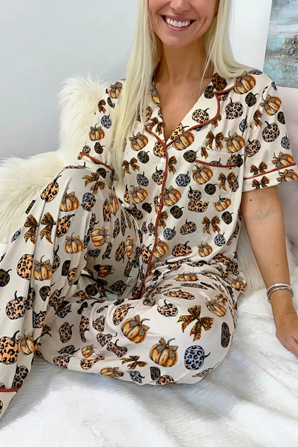 Animal Print Leopard Pajama Set