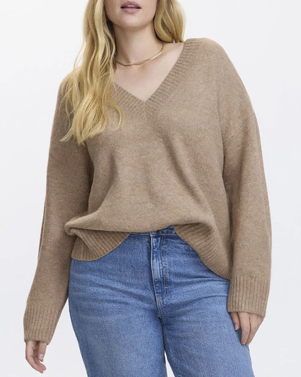 Plush Soft Long-Sleeve V-Neck Sweater