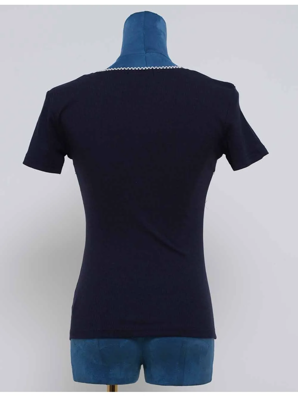 Chic Square Neck Lace Trim Short Sleeves Top