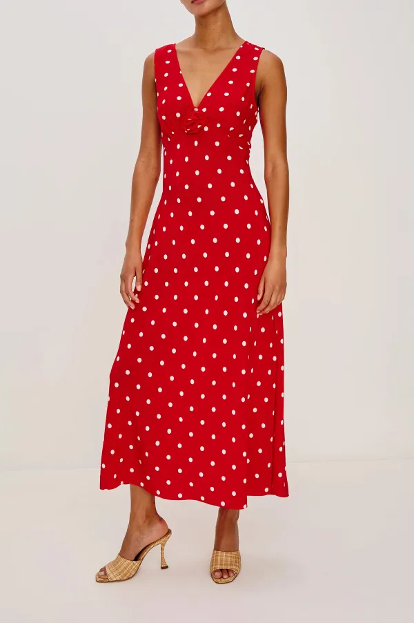 Retro Polka Dot V-Neck Elegant Dress