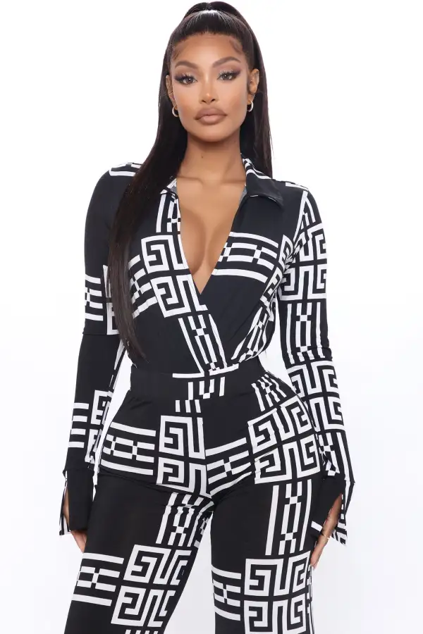 On Repeat Pant Set - Black/White