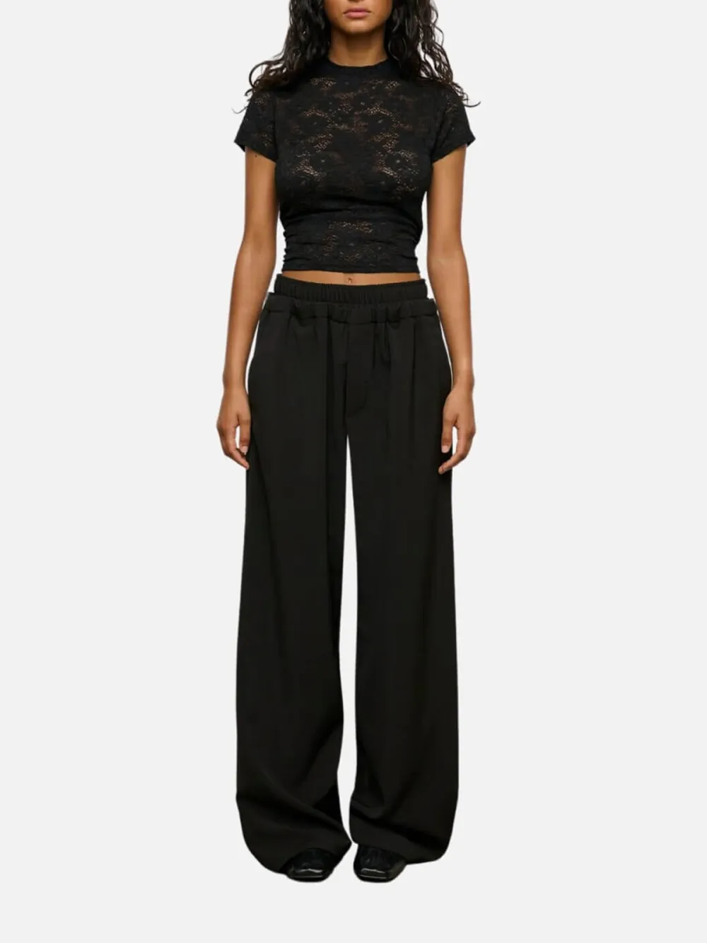 Lace Crew Neck Short Sleeve Top