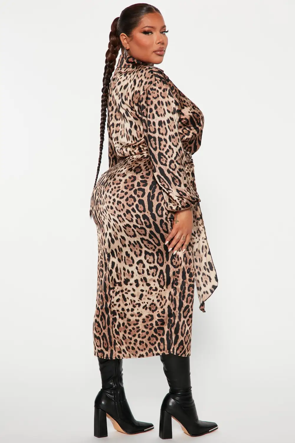 Make Me Roar Midi Dress - Mocha/combo