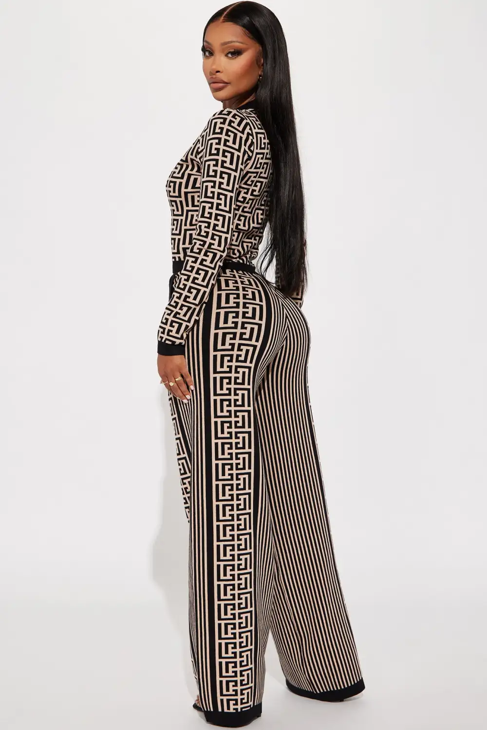 Stay Pretty Sweater Pant Set - Black/combo