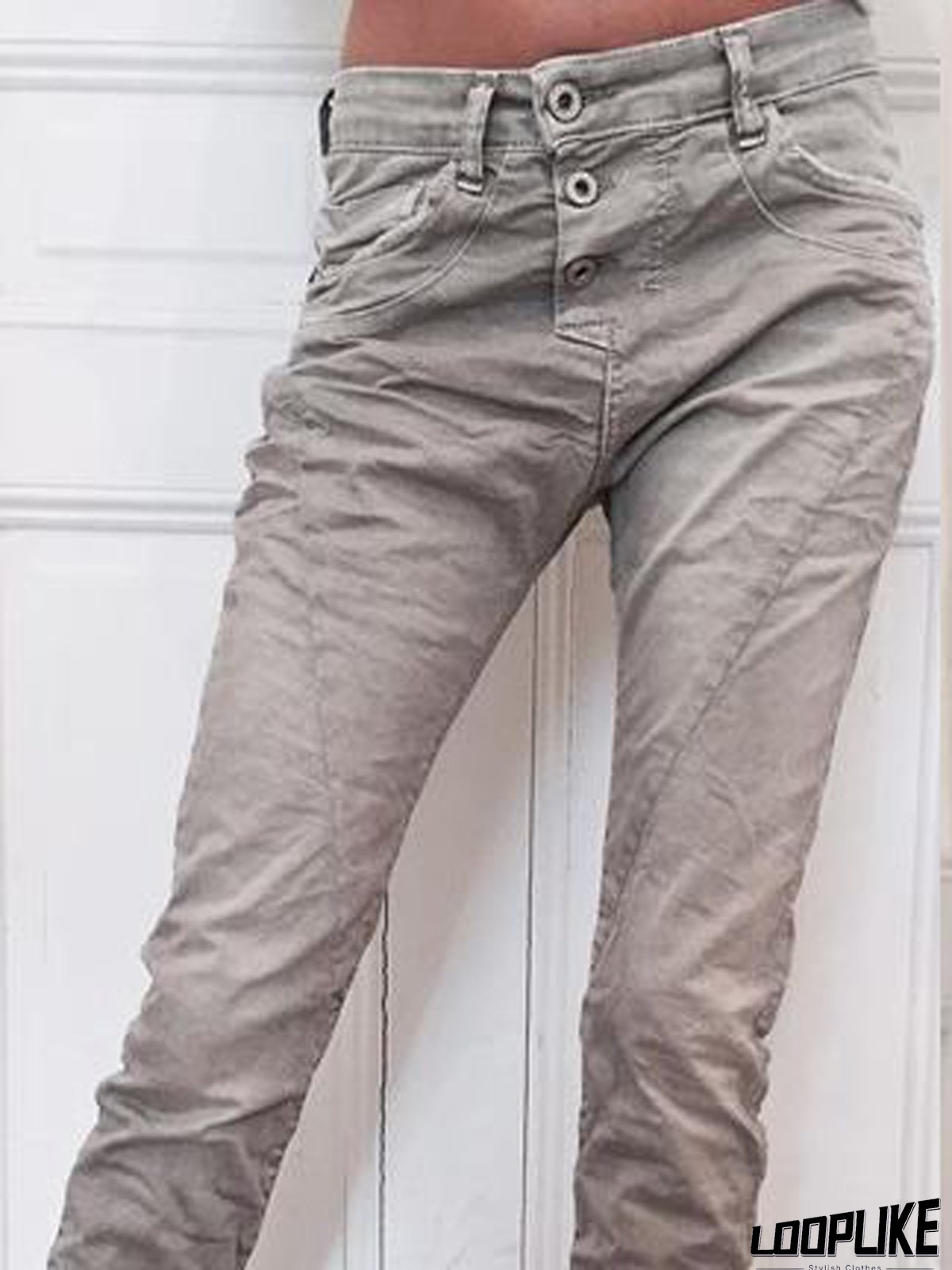 Khaki Shift Casual Solid Jeans