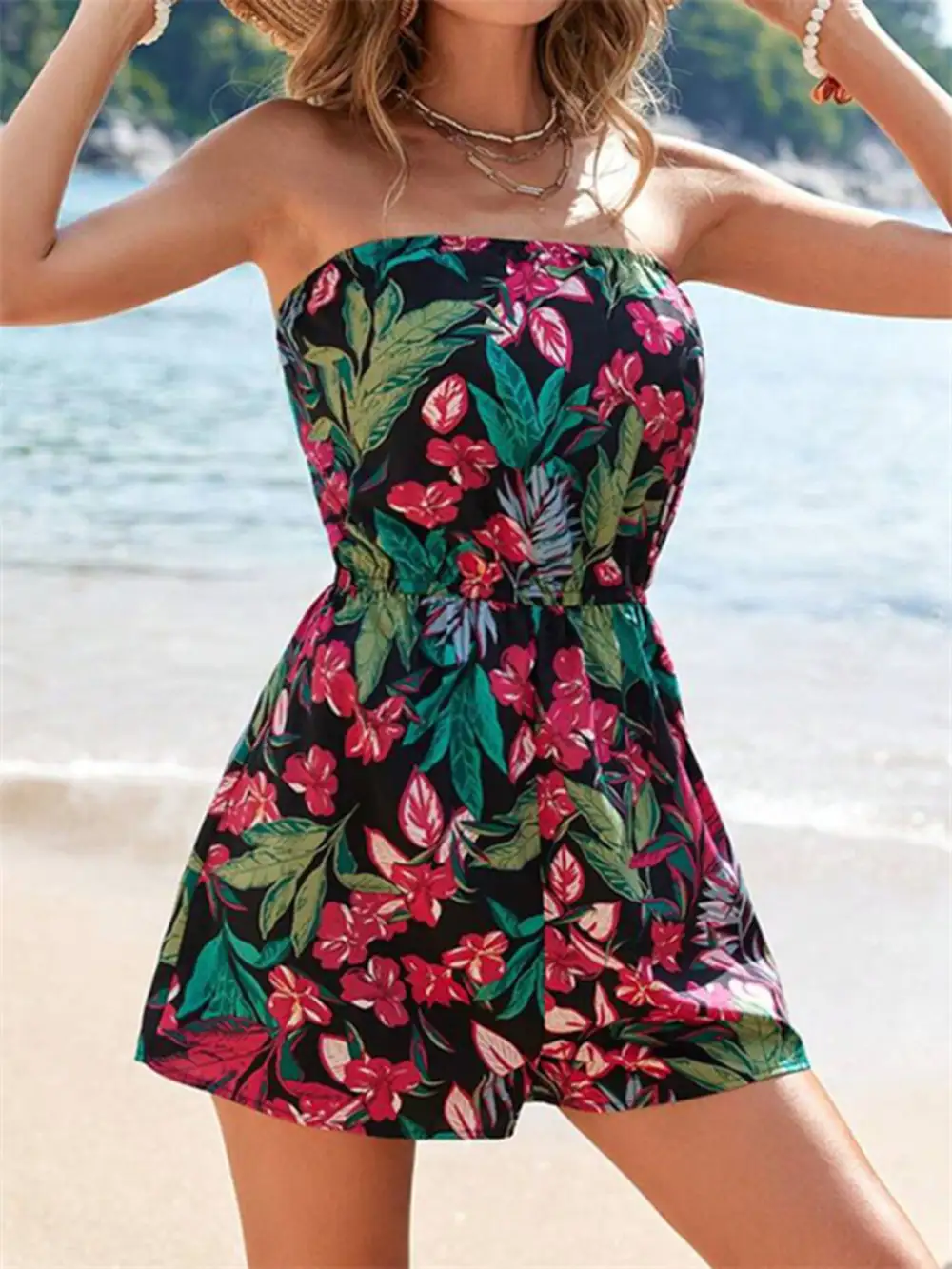 Floral Strapless Romper
