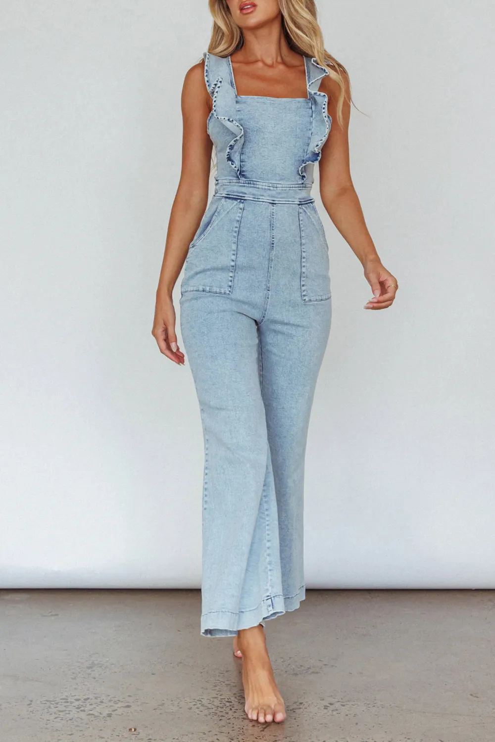 Cotton Overalls With Playful Ruffles