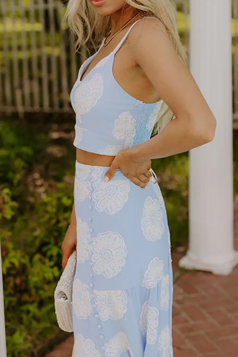 French Cotton Art Floral Hollow Vest