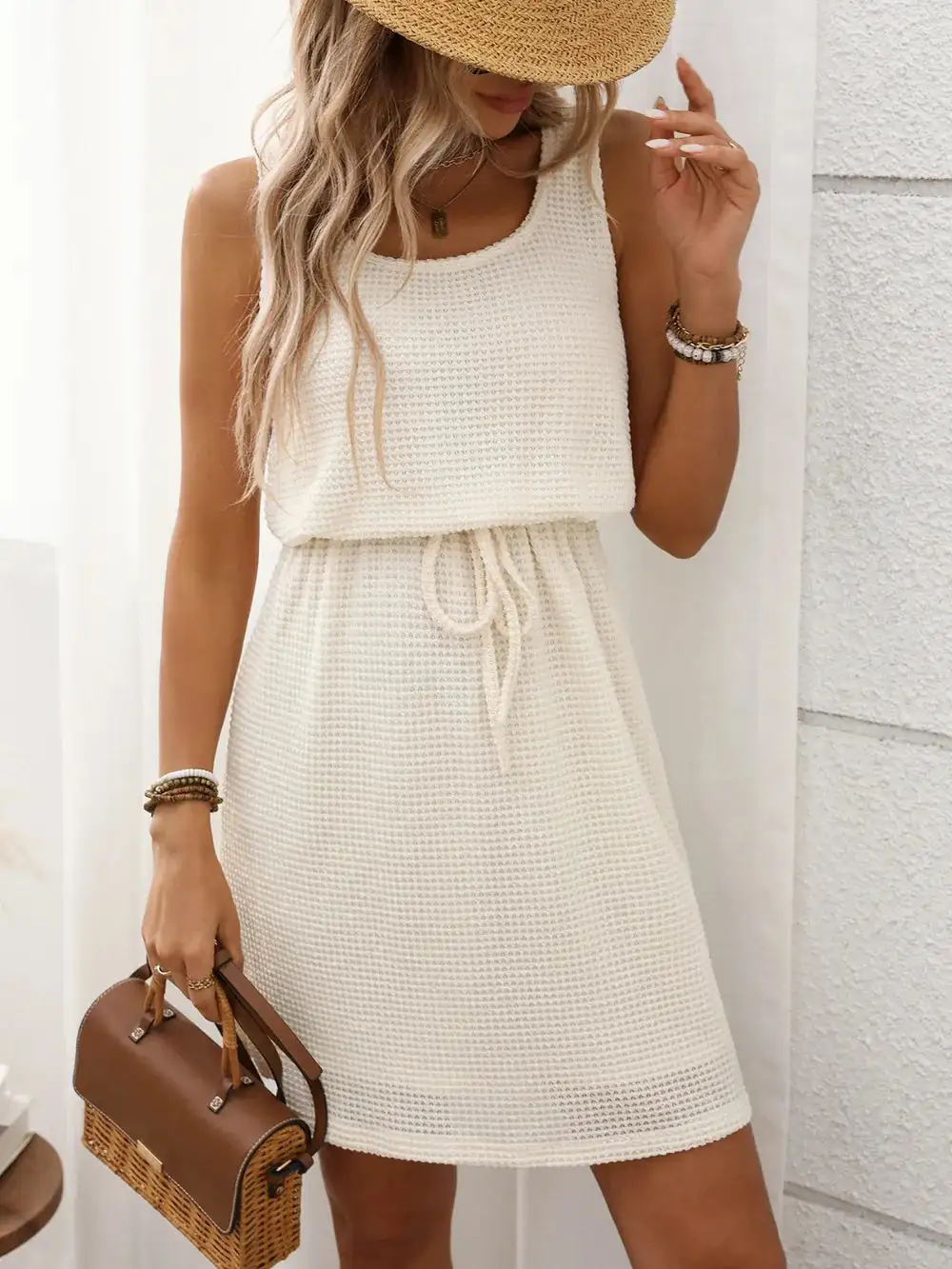 Soft Mini Drawstring Dress
