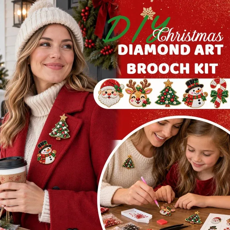 🎄 DIY Diamond Painting Christmas Brooch Kit — 6-Piece Make & Wear Craft Set ✨