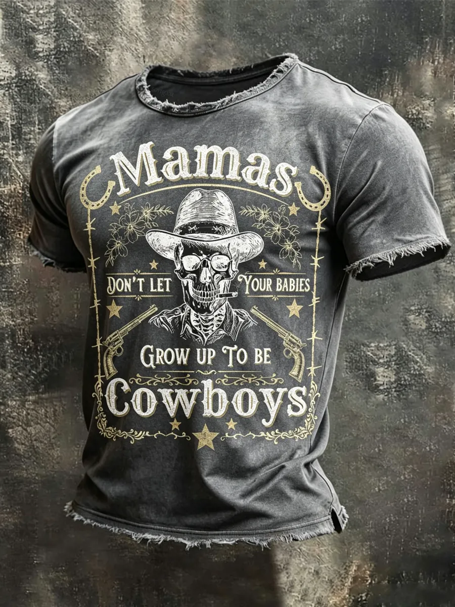 Men'S Casual Retro Western Printed Top