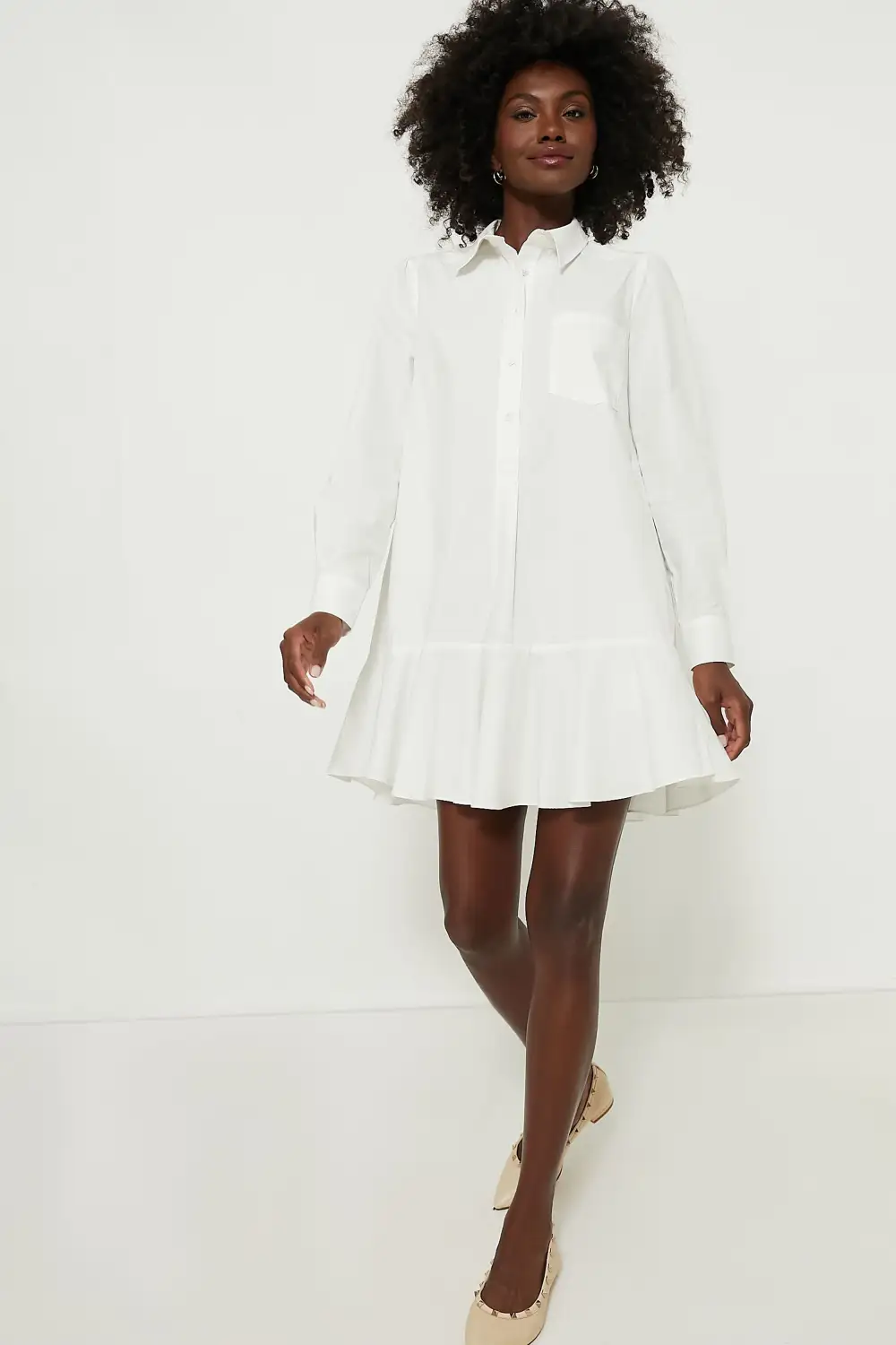 White Cotton Poplin Callahan Shirt Dress