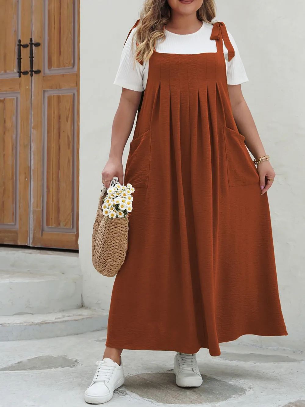 Women Fashionable Solid Color Suspender Dress